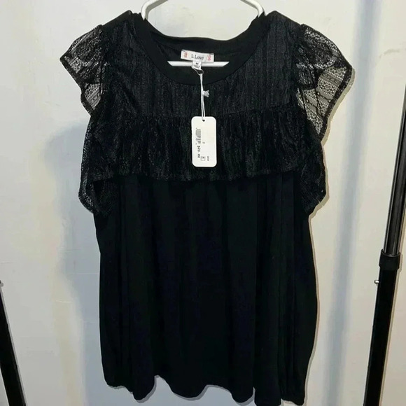 L Love Black Bare Shoulder Blouse NWT A4 - Picture 1 of 4